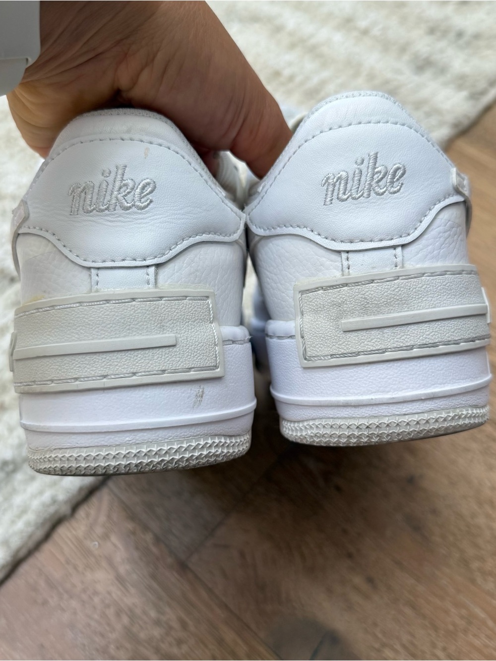 Nike AF1 White Leather Low-Top Sneakers with Swoosh Size 9 Women’s - Picture 4 of 8